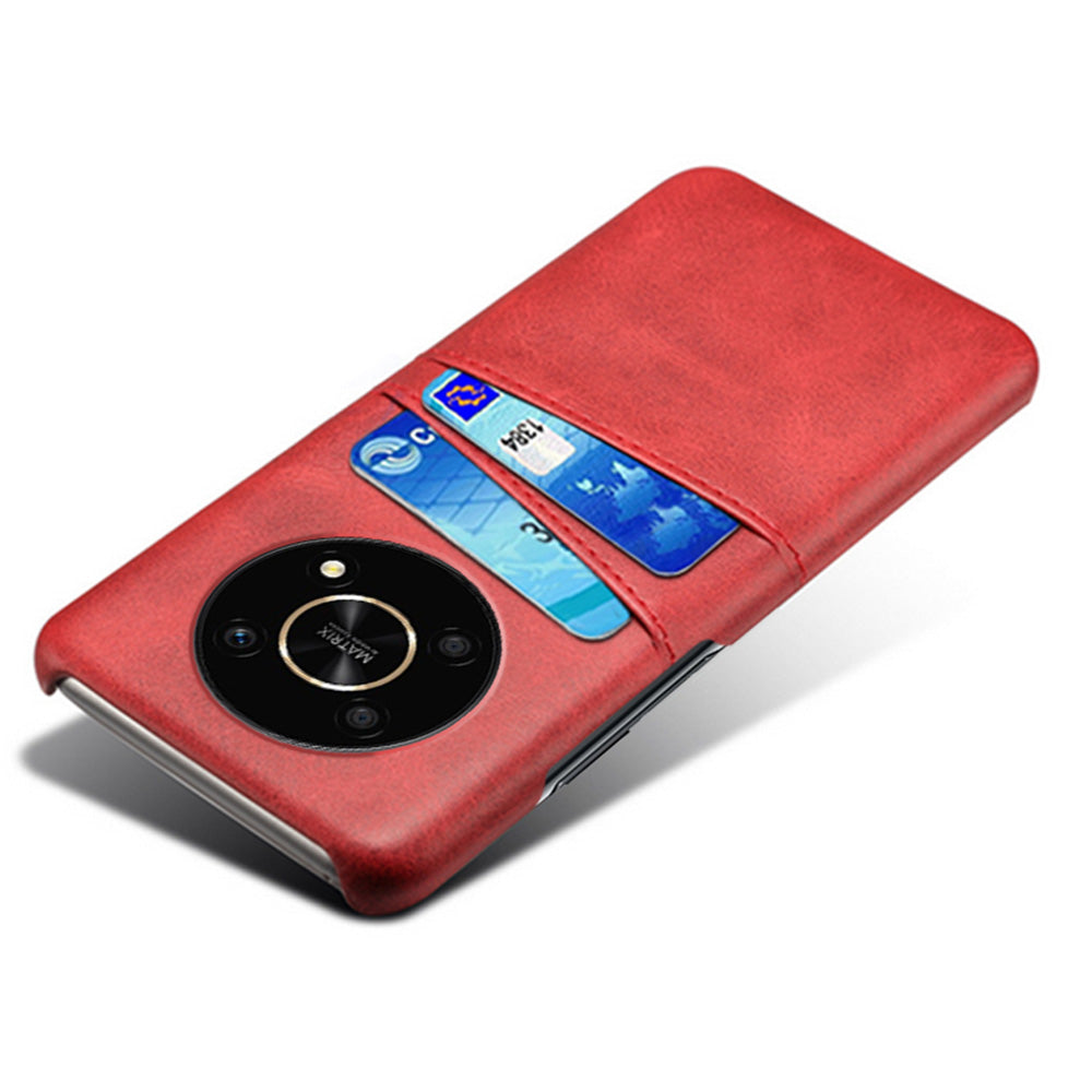 For Honor X30/Magic4 Lite 5G/X9 4G/5G Phone Case with Two Card Slots Wear-resistant PU Leather Coated Hard PC Protector Cover
