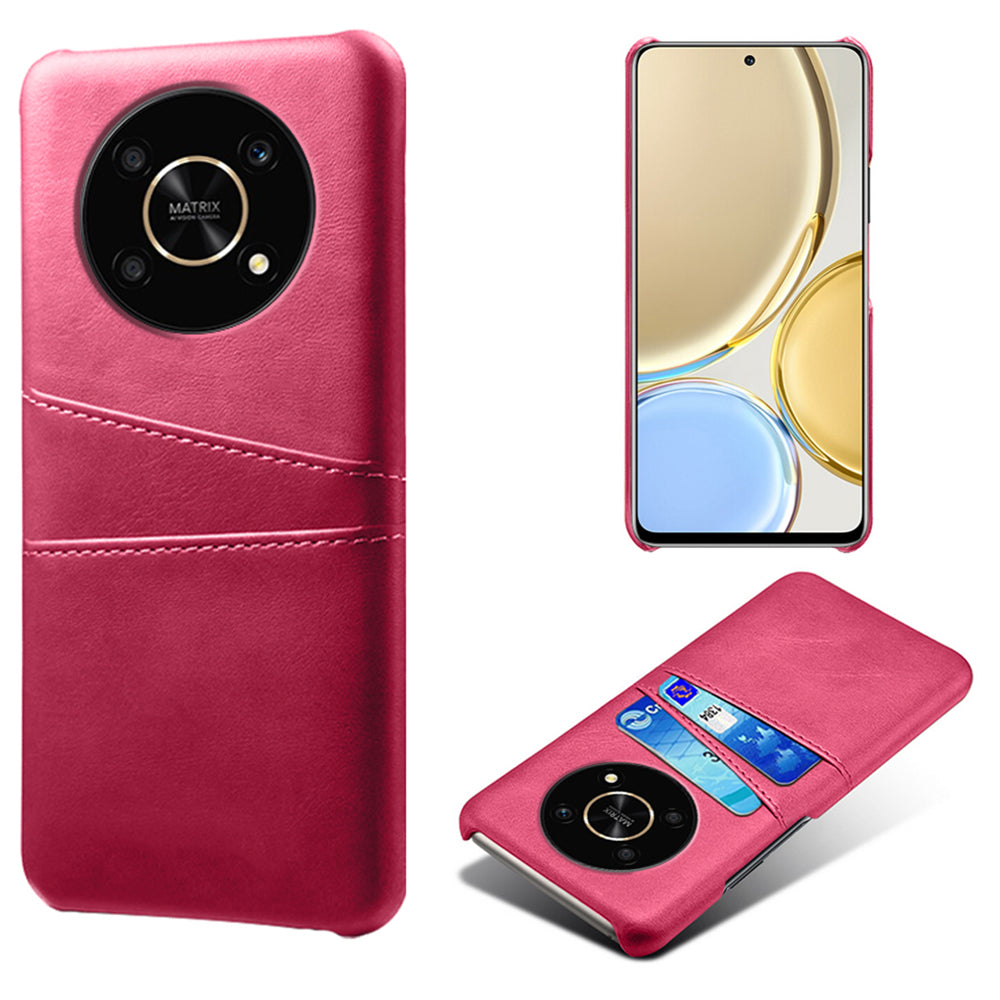 For Honor X30/Magic4 Lite 5G/X9 4G/5G Phone Case with Two Card Slots Wear-resistant PU Leather Coated Hard PC Protector Cover