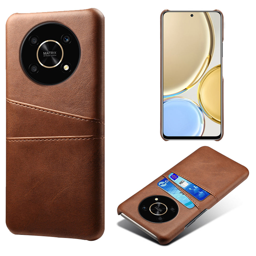 For Honor X30/Magic4 Lite 5G/X9 4G/5G Phone Case with Two Card Slots Wear-resistant PU Leather Coated Hard PC Protector Cover