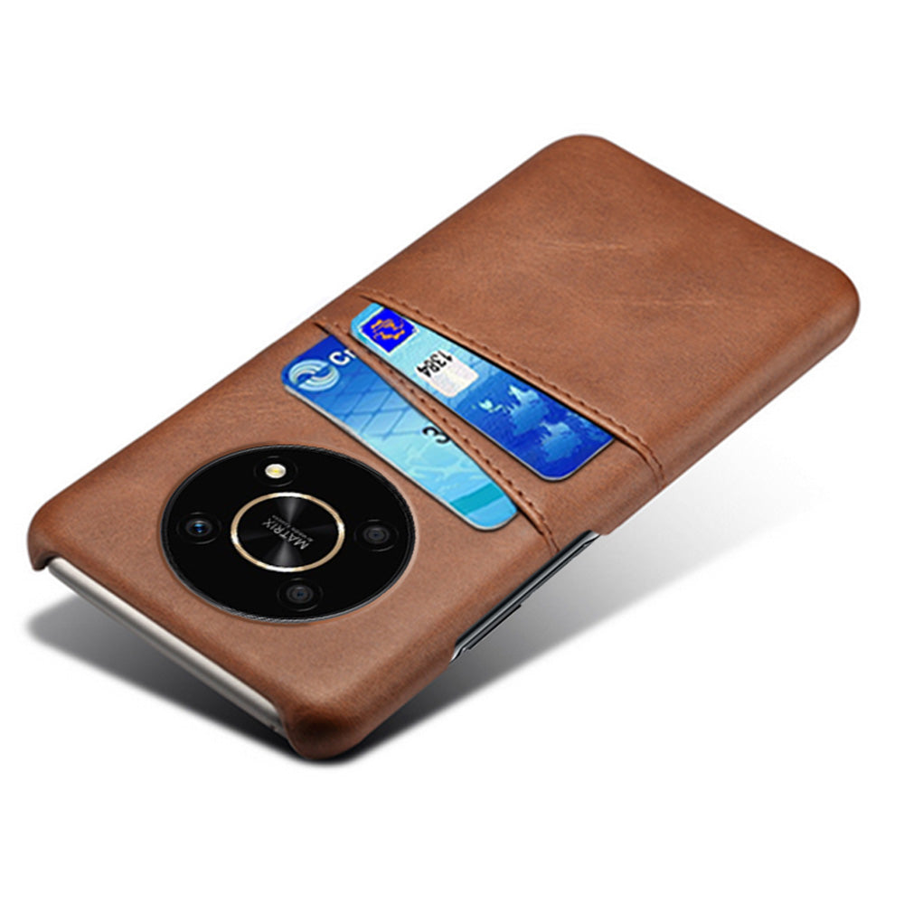 For Honor X30/Magic4 Lite 5G/X9 4G/5G Phone Case with Two Card Slots Wear-resistant PU Leather Coated Hard PC Protector Cover