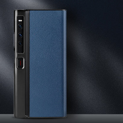 For Huawei Mate Xs 2 Litchi Texture Folding Screen Phone Case Genuine Cowhide Leather Coated TPU Anti-Fall Back Cover