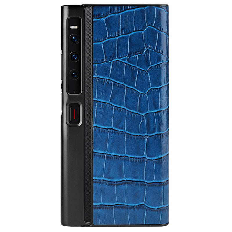 For Huawei Mate Xs 2 Crocodile Texture Phone Case Genuine Cowhide Leather Coated TPU Folding Screen Protective Back Shell