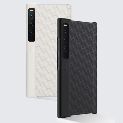 For Huawei Mate Xs 2 PU Leather Coated Hard PC Phone Case H Textured Scratch Resistant Kickstand Cover