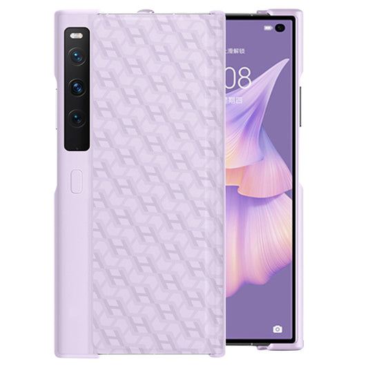 For Huawei Mate Xs 2 PU Leather Coated Hard PC Phone Case H Textured Scratch Resistant Kickstand Cover