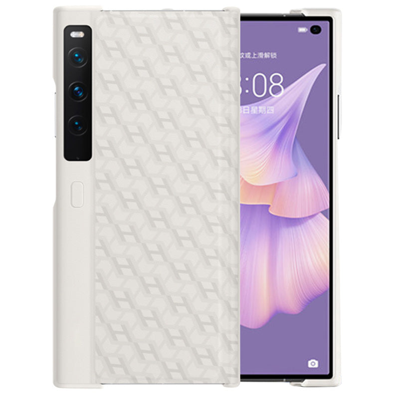 For Huawei Mate Xs 2 PU Leather Coated Hard PC Phone Case H Textured Scratch Resistant Kickstand Cover