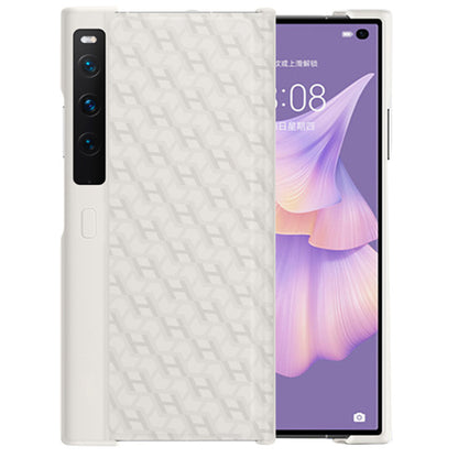 For Huawei Mate Xs 2 PU Leather Coated Hard PC Phone Case H Textured Scratch Resistant Kickstand Cover