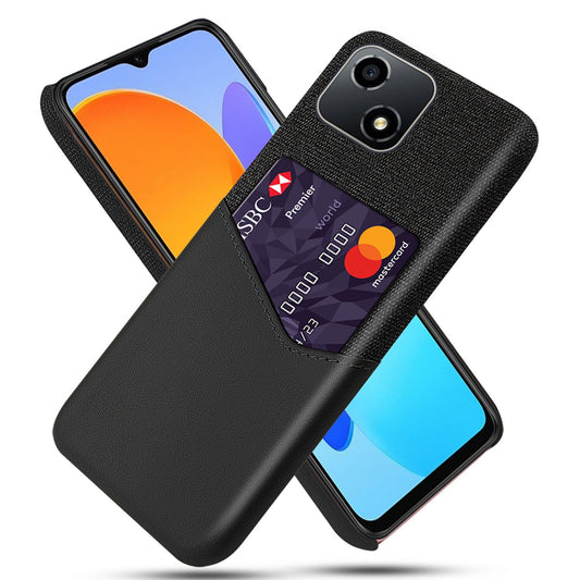 For Honor Play 30 5G Anti-fall Phone Cover Card Holder Shockproof Cloth Texture PU Leather Coated PC Phone Case