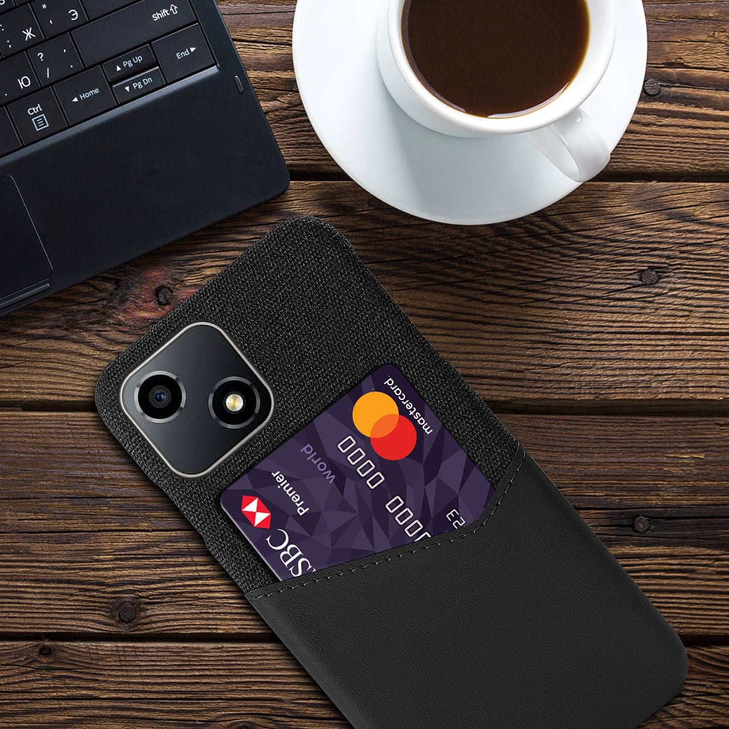 For Honor Play 30 5G Anti-fall Phone Cover Card Holder Shockproof Cloth Texture PU Leather Coated PC Phone Case