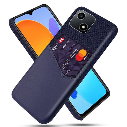 For Honor Play 30 5G Anti-fall Phone Cover Card Holder Shockproof Cloth Texture PU Leather Coated PC Phone Case