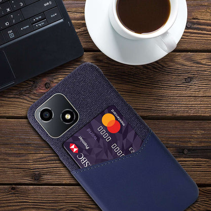 For Honor Play 30 5G Anti-fall Phone Cover Card Holder Shockproof Cloth Texture PU Leather Coated PC Phone Case