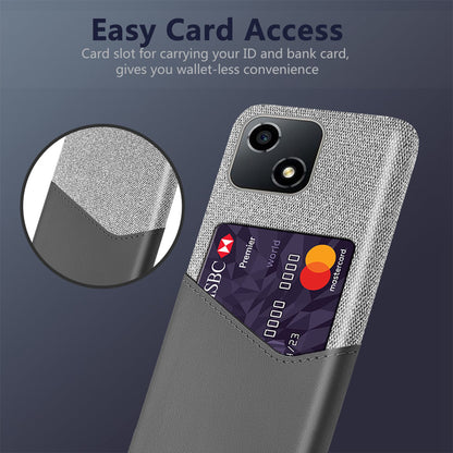 For Honor Play 30 5G Anti-fall Phone Cover Card Holder Shockproof Cloth Texture PU Leather Coated PC Phone Case