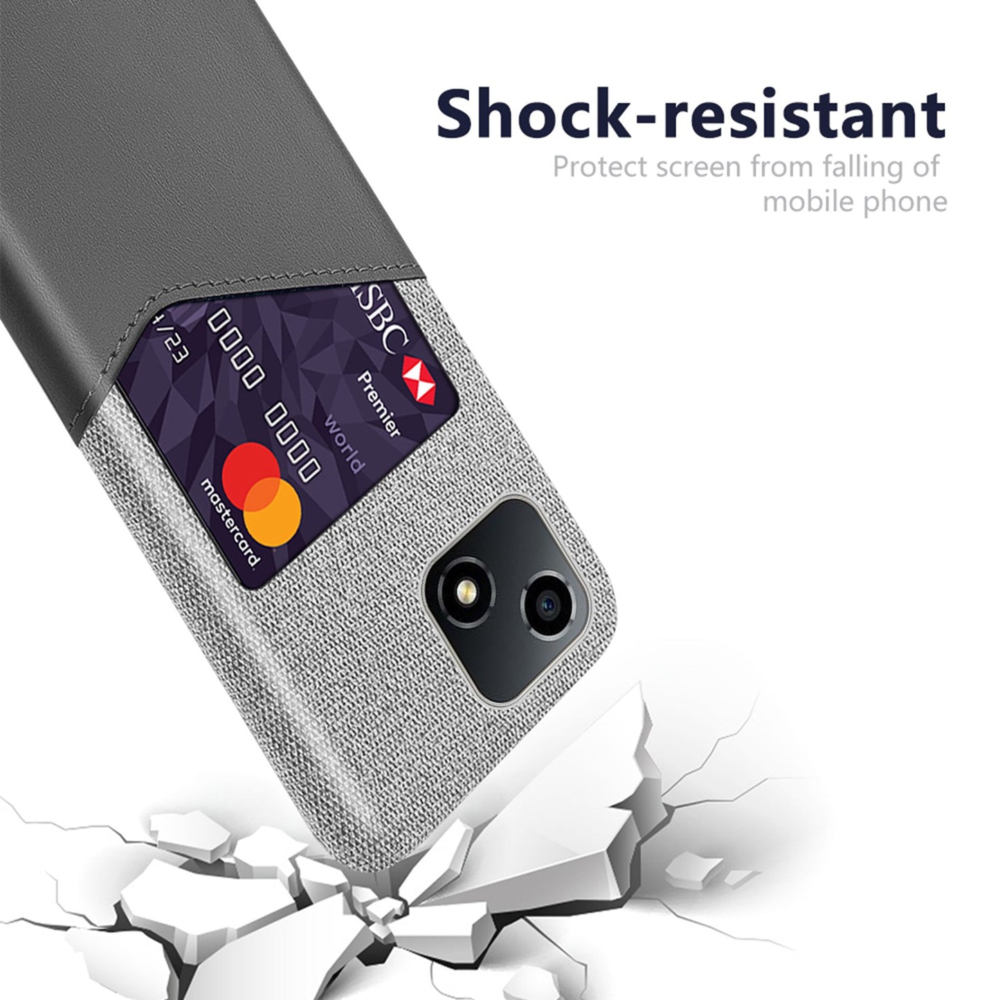 For Honor Play 30 5G Anti-fall Phone Cover Card Holder Shockproof Cloth Texture PU Leather Coated PC Phone Case