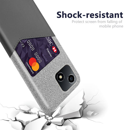 For Honor Play 30 5G Anti-fall Phone Cover Card Holder Shockproof Cloth Texture PU Leather Coated PC Phone Case