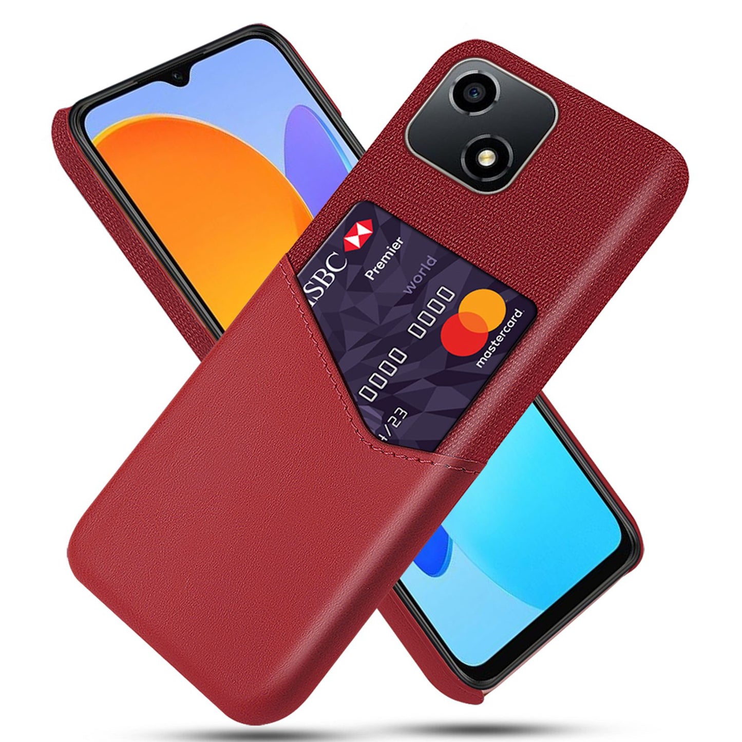 For Honor Play 30 5G Anti-fall Phone Cover Card Holder Shockproof Cloth Texture PU Leather Coated PC Phone Case