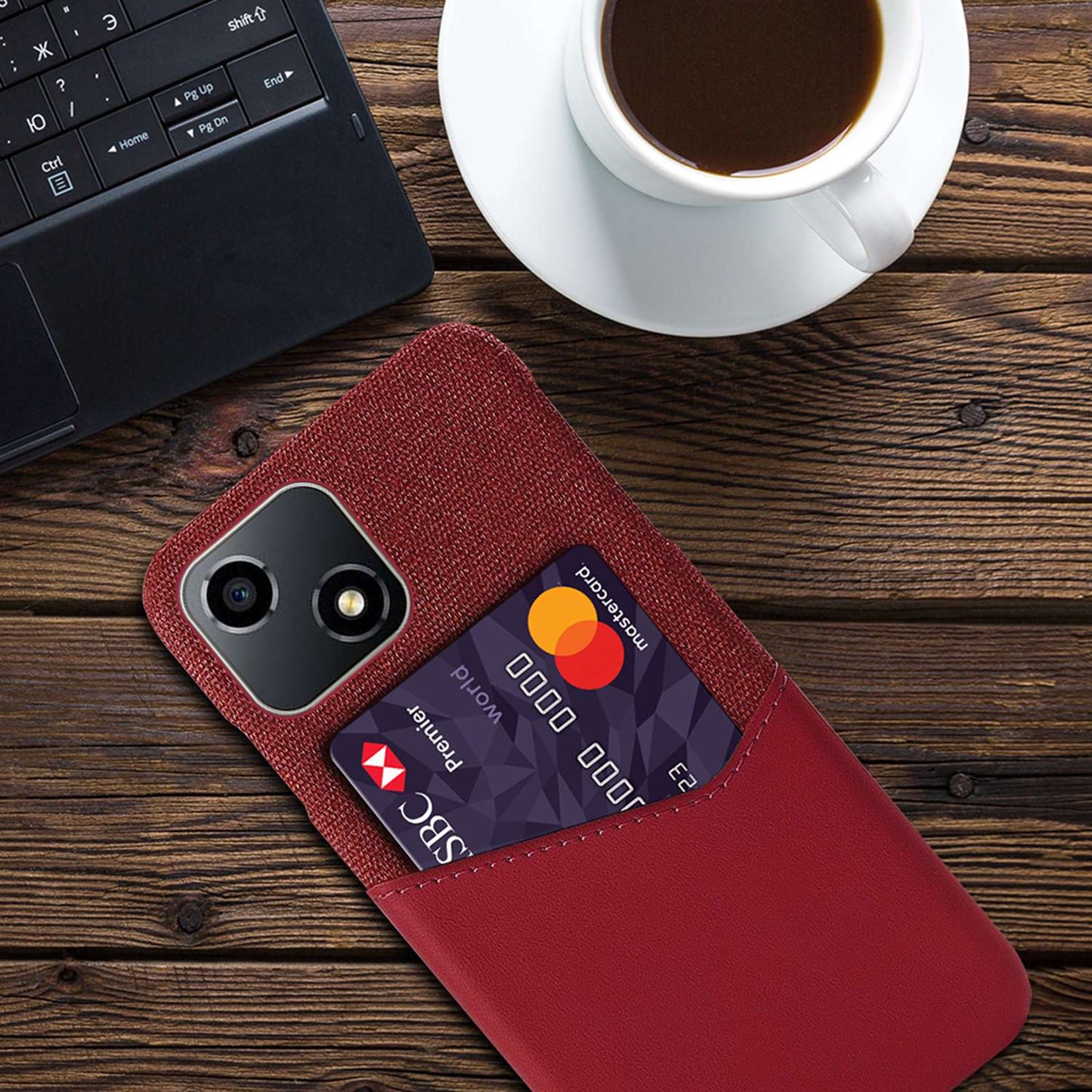 For Honor Play 30 5G Anti-fall Phone Cover Card Holder Shockproof Cloth Texture PU Leather Coated PC Phone Case