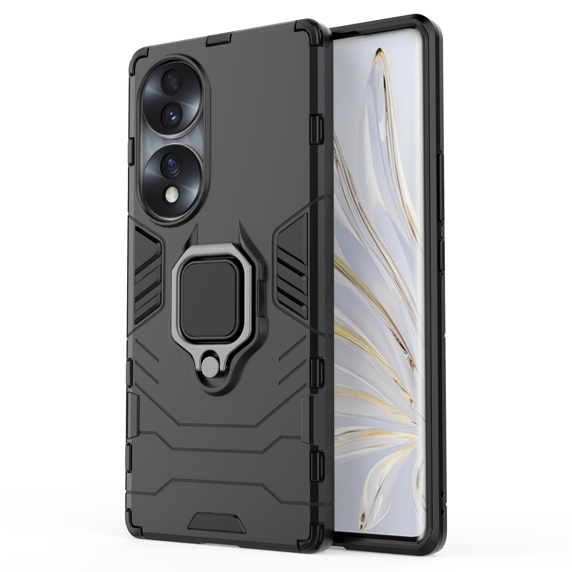 For Honor 70 5G TPU+PC Anti-fall Protective Phone Case Military Grade Armor Ring Holder Kickstand Back Shell