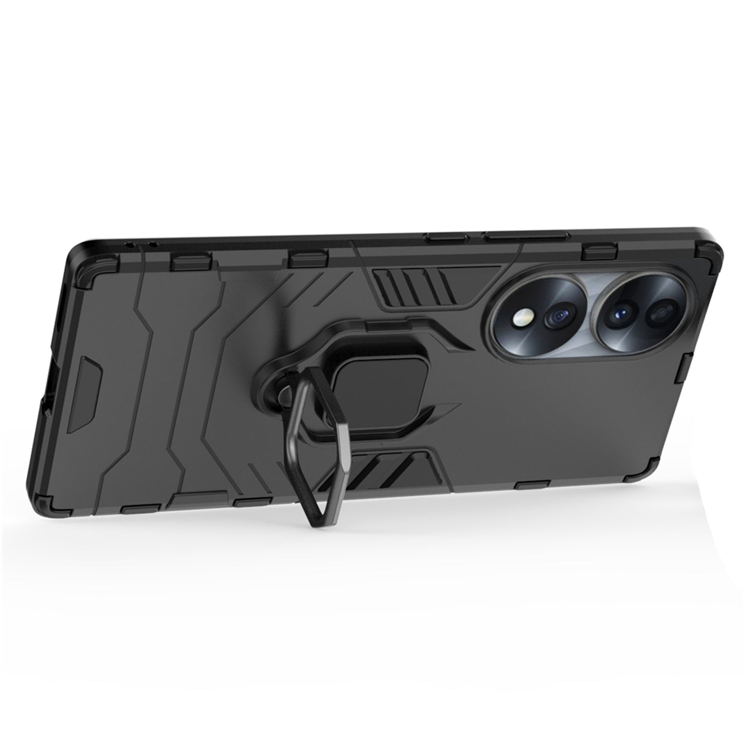 For Honor 70 5G TPU+PC Anti-fall Protective Phone Case Military Grade Armor Ring Holder Kickstand Back Shell