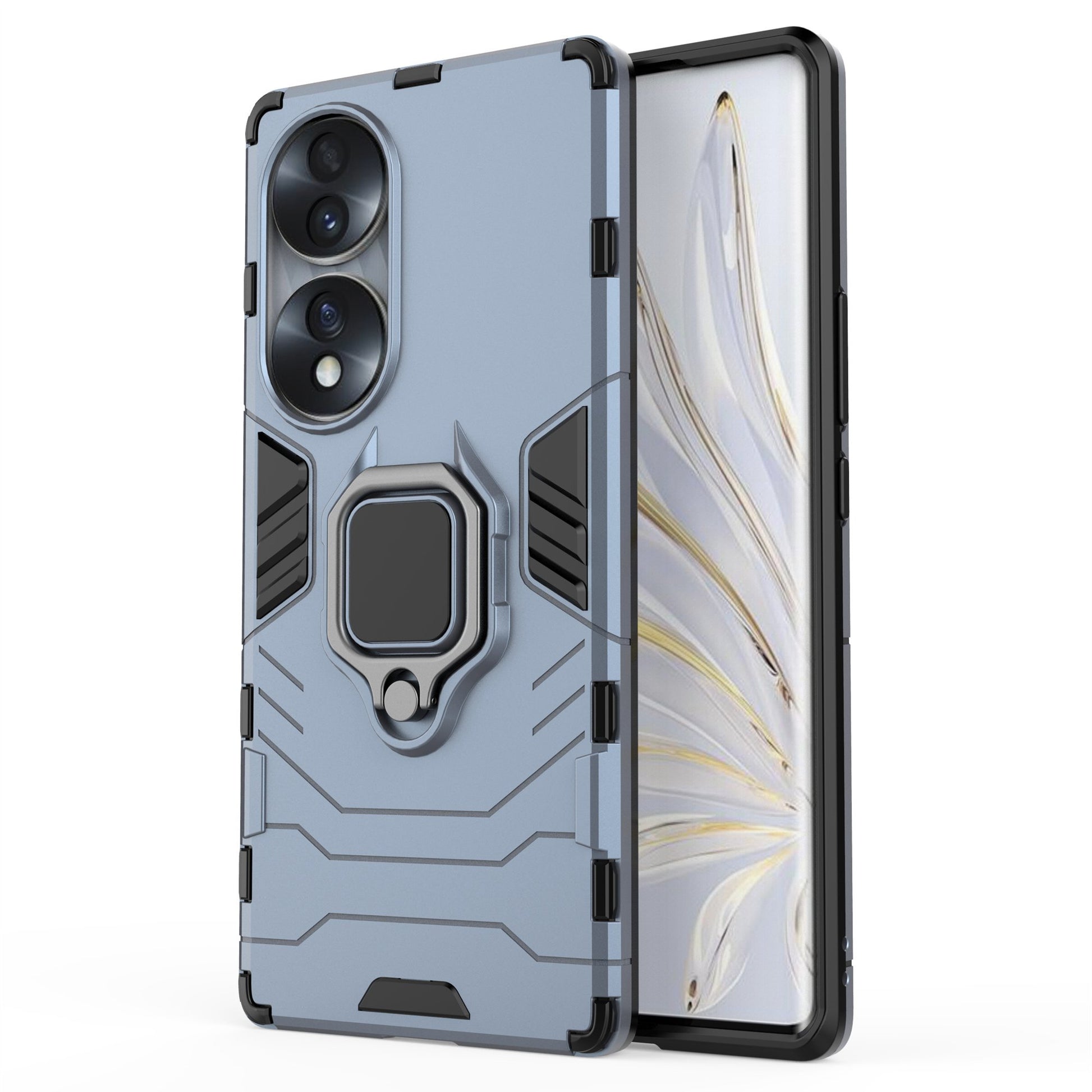 For Honor 70 5G TPU+PC Anti-fall Protective Phone Case Military Grade Armor Ring Holder Kickstand Back Shell