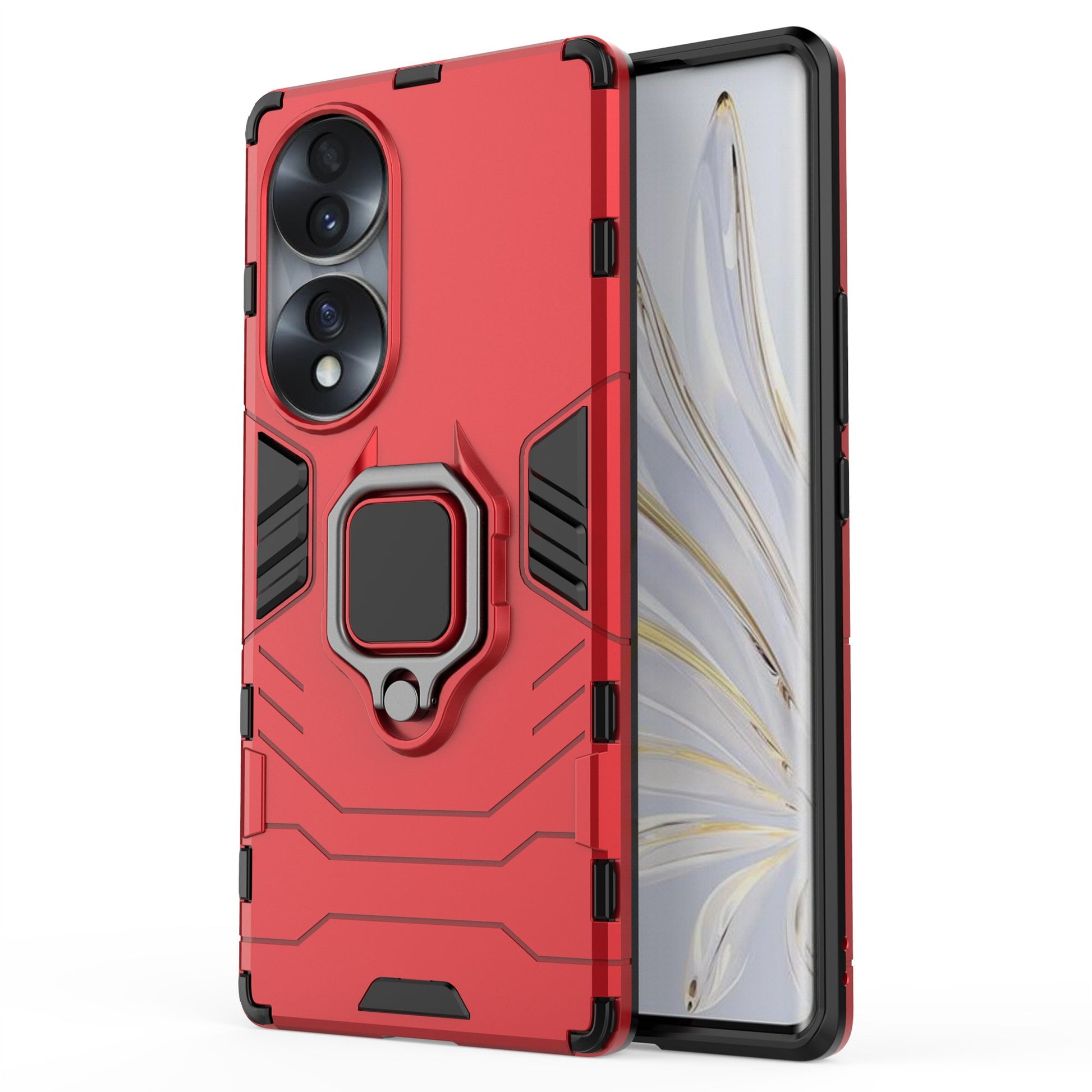 For Honor 70 5G TPU+PC Anti-fall Protective Phone Case Military Grade Armor Ring Holder Kickstand Back Shell