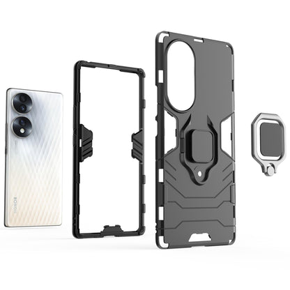 For Honor 70 5G TPU+PC Anti-fall Protective Phone Case Military Grade Armor Ring Holder Kickstand Back Shell