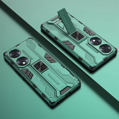 For Honor 70 5G Phone Case Kickstand Hard PC Soft TPU Dual Layer Anti-Slip Rugged Protective Cover