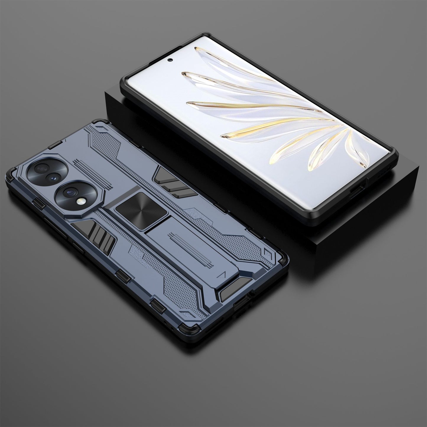 For Honor 70 5G Phone Case Kickstand Hard PC Soft TPU Dual Layer Anti-Slip Rugged Protective Cover