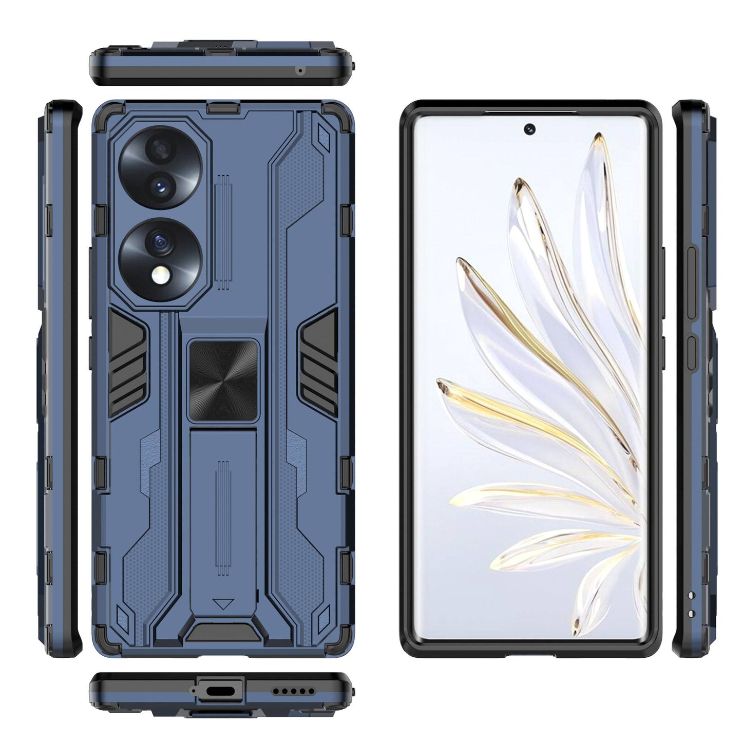 For Honor 70 5G Phone Case Kickstand Hard PC Soft TPU Dual Layer Anti-Slip Rugged Protective Cover