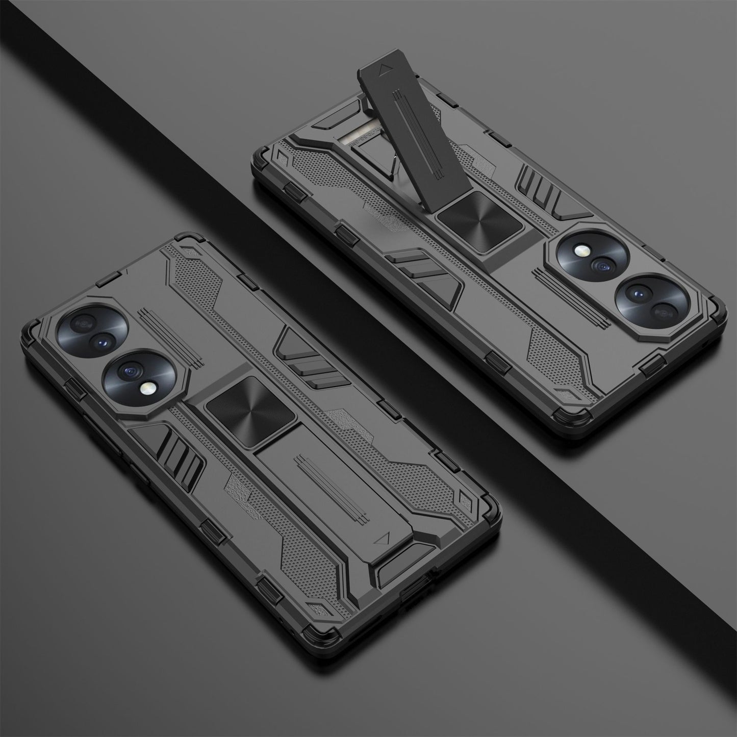 For Honor 70 5G Phone Case Kickstand Hard PC Soft TPU Dual Layer Anti-Slip Rugged Protective Cover