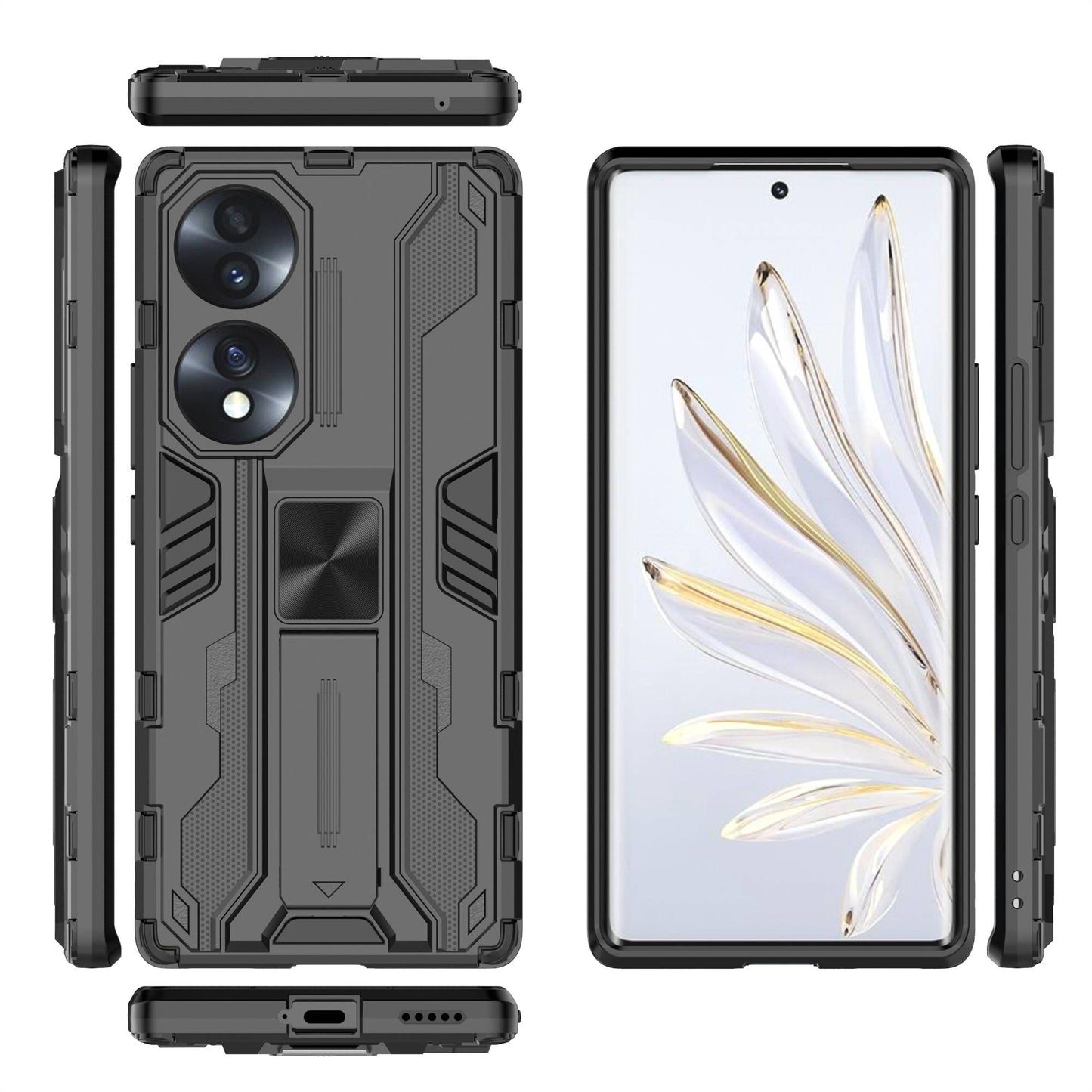 For Honor 70 5G Phone Case Kickstand Hard PC Soft TPU Dual Layer Anti-Slip Rugged Protective Cover