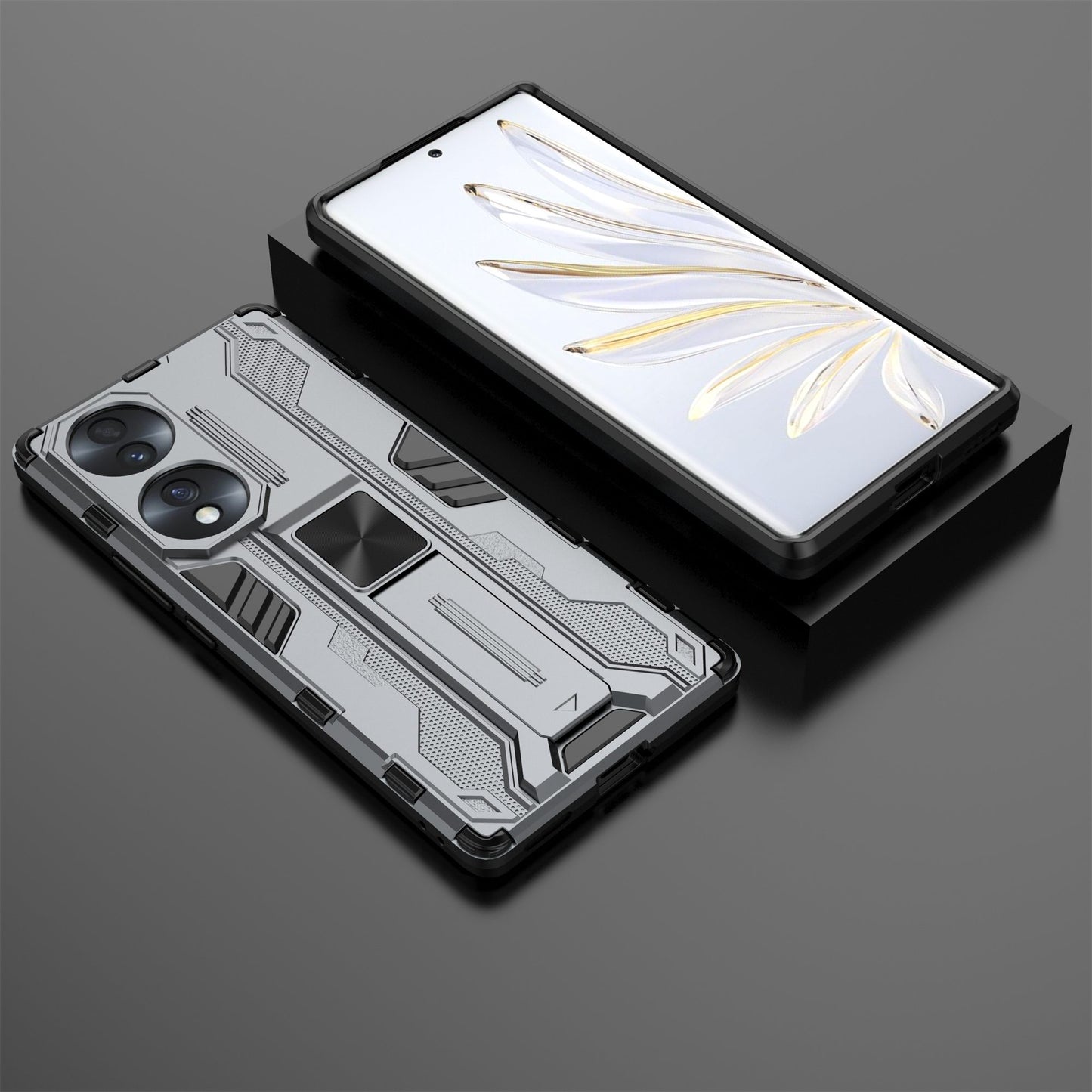 For Honor 70 5G Phone Case Kickstand Hard PC Soft TPU Dual Layer Anti-Slip Rugged Protective Cover