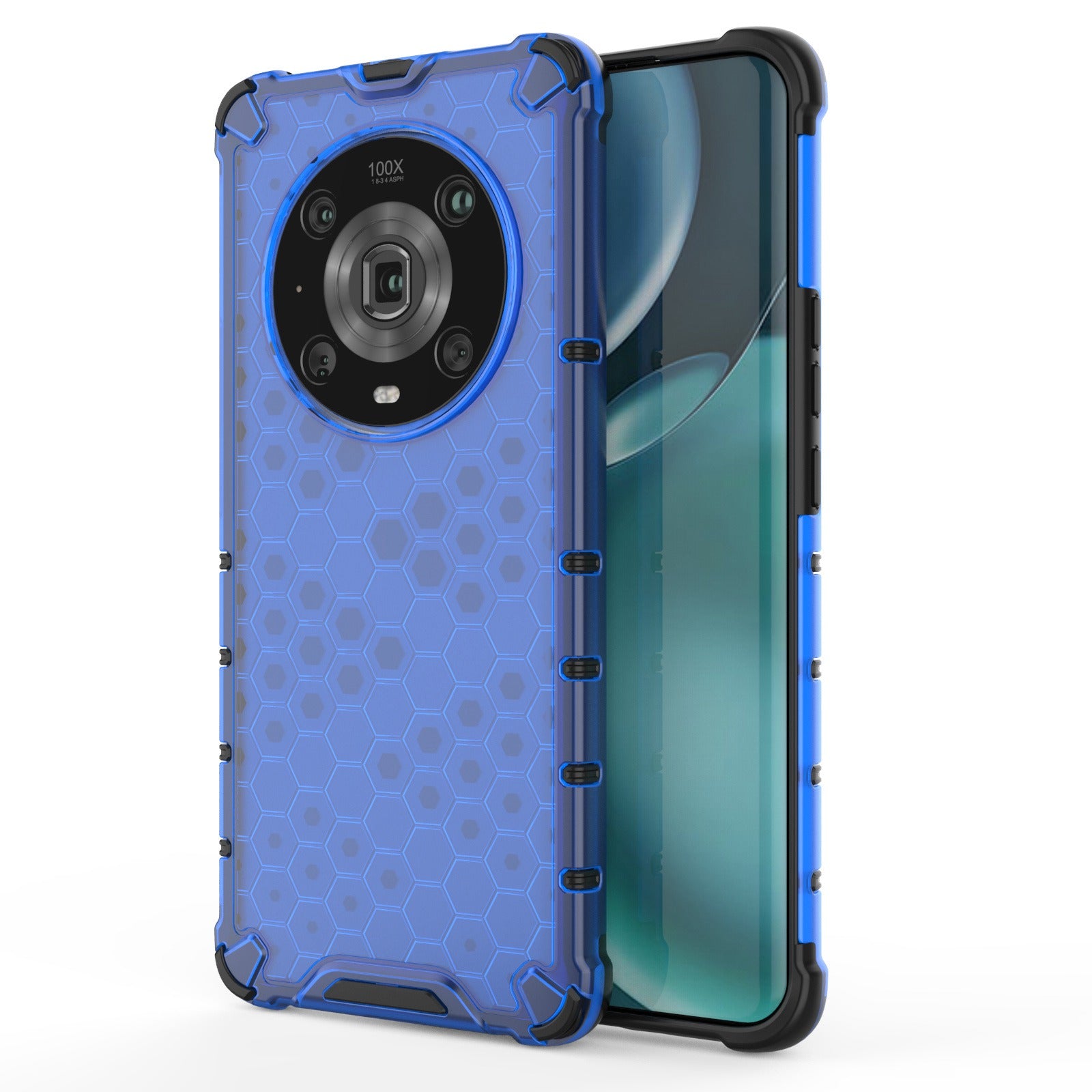 For Honor Magic4 Pro 5G Honeycomb Hybrid Series Heat Dissipation Case Soft TPU + Hard PC Shock-Absorption Phone Cover