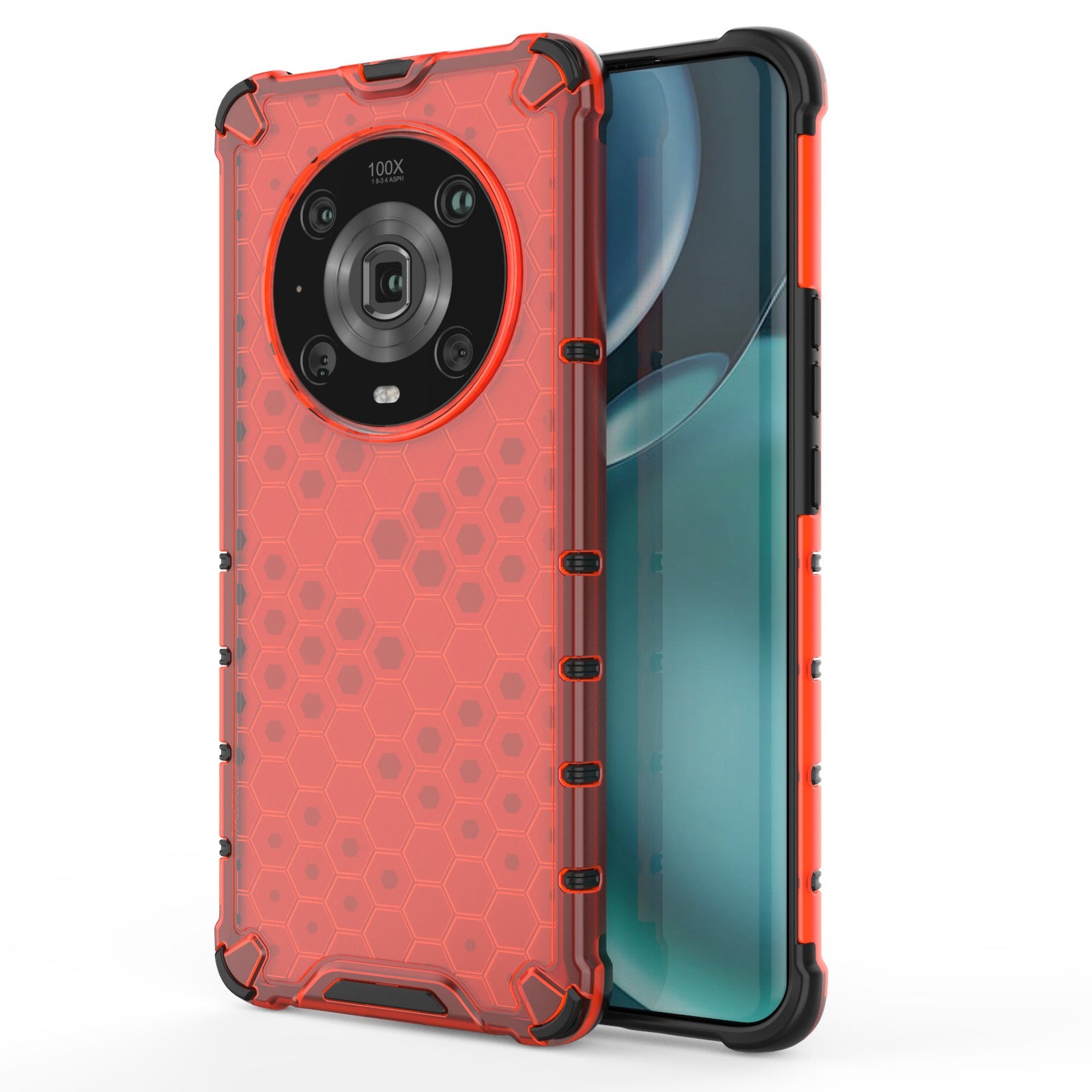 For Honor Magic4 Pro 5G Honeycomb Hybrid Series Heat Dissipation Case Soft TPU + Hard PC Shock-Absorption Phone Cover