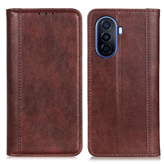 For Huawei nova Y70 4G/Y70 Plus 4G Litchi Texture Wallet Flip Cover Split Leather Stand Magnetic Closure Shockproof Folio Case
