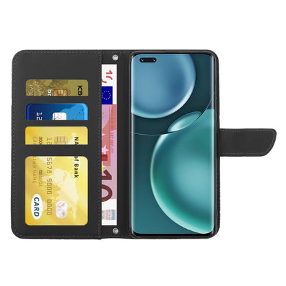 For Honor Magic4 Pro 5G Anti-fall Shockproof Flip Leather Case Butterfly Flowers Pattern Imprinted Wallet Scratch-proof Phone Cover Stand with Shoulder Strap