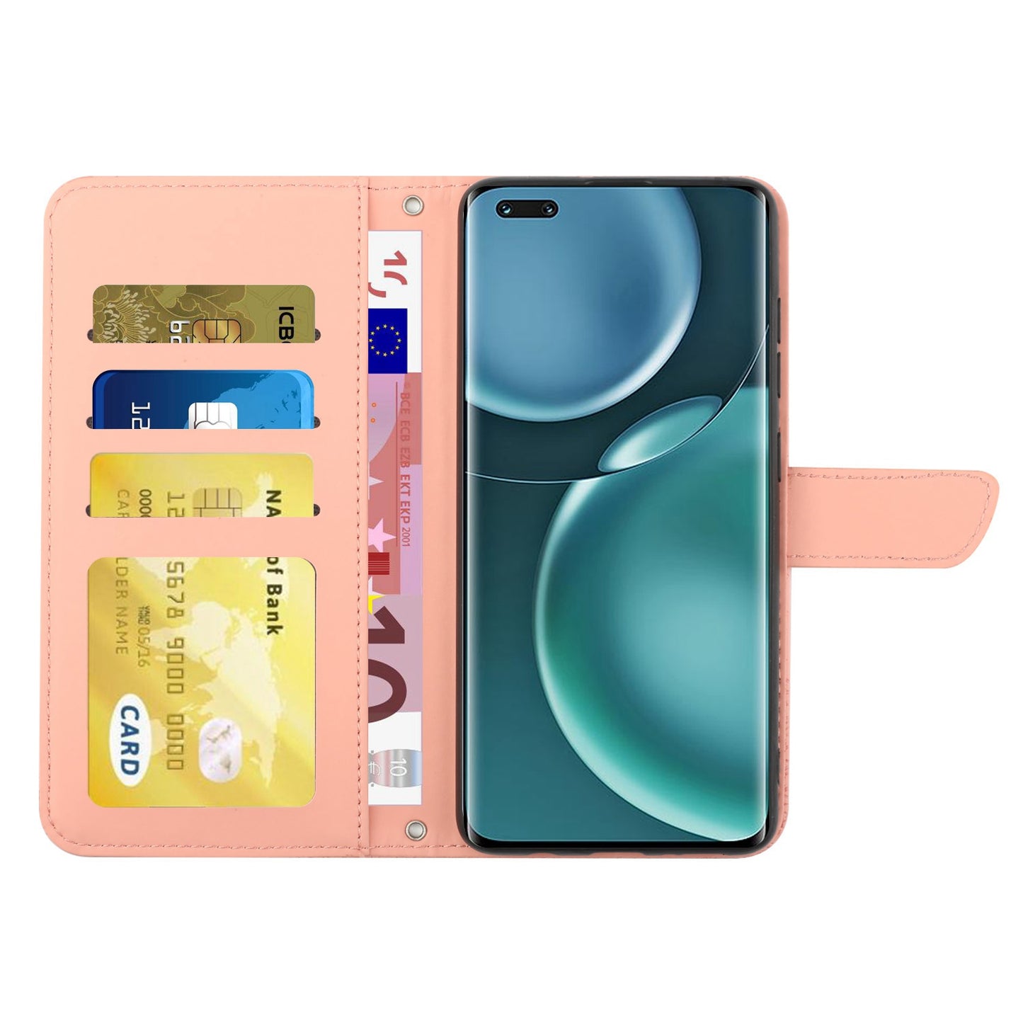 For Honor Magic4 Pro 5G Anti-fall Shockproof Flip Leather Case Butterfly Flowers Pattern Imprinted Wallet Scratch-proof Phone Cover Stand with Shoulder Strap