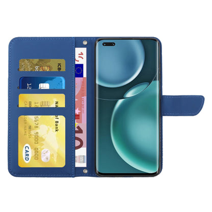For Honor Magic4 Pro 5G Anti-fall Shockproof Flip Leather Case Butterfly Flowers Pattern Imprinted Wallet Scratch-proof Phone Cover Stand with Shoulder Strap