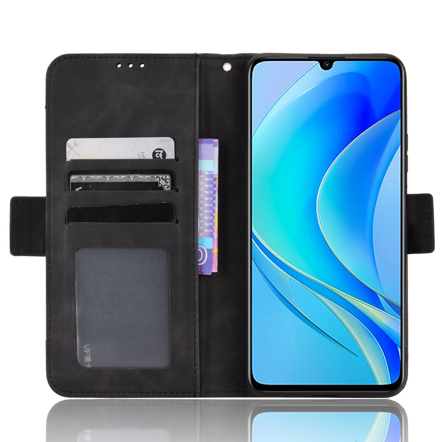 For Huawei nova Y70 4G/nova Y70 Plus 4G Anti-wear PU Leather Case Wallet Stand Anti-shock Phone Cover with Multiple Card Slots