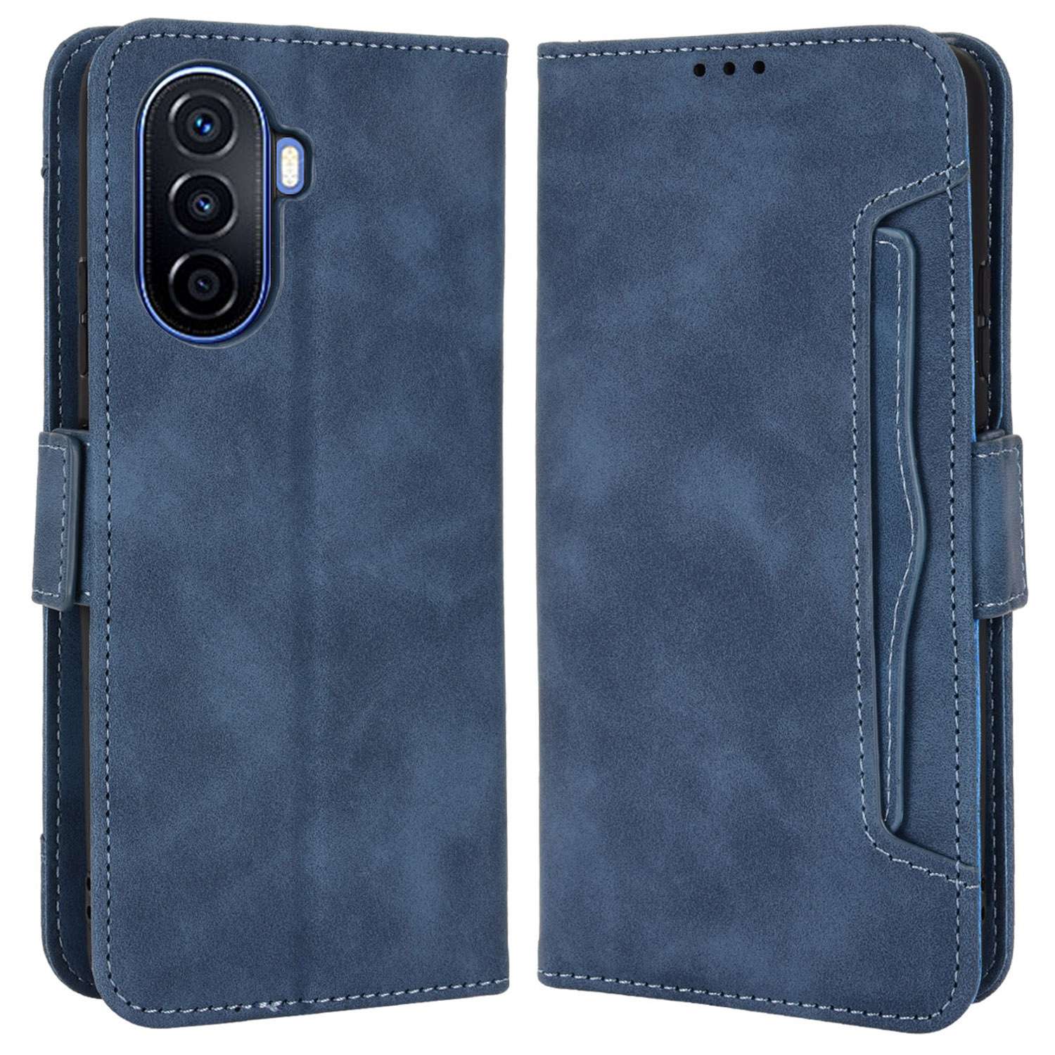 For Huawei nova Y70 4G/nova Y70 Plus 4G Anti-wear PU Leather Case Wallet Stand Anti-shock Phone Cover with Multiple Card Slots