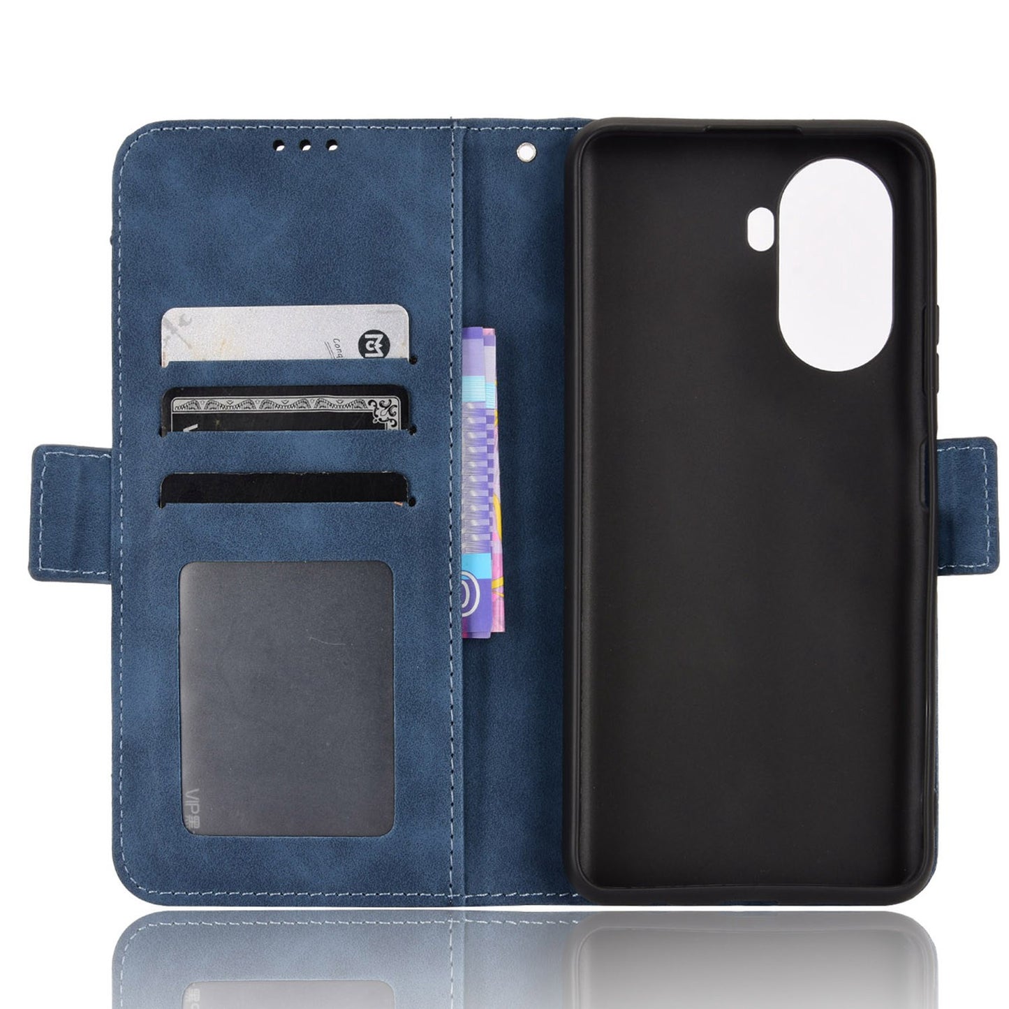 For Huawei nova Y70 4G/nova Y70 Plus 4G Anti-wear PU Leather Case Wallet Stand Anti-shock Phone Cover with Multiple Card Slots