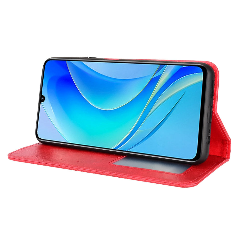 For Huawei nova Y70 4G/nova Y70 Plus 4G PU Leather Retro Texture Anti-wear Cell Phone Case Stand Wallet Shockproof Cover