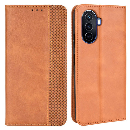 For Huawei nova Y70 4G/nova Y70 Plus 4G PU Leather Retro Texture Anti-wear Cell Phone Case Stand Wallet Shockproof Cover