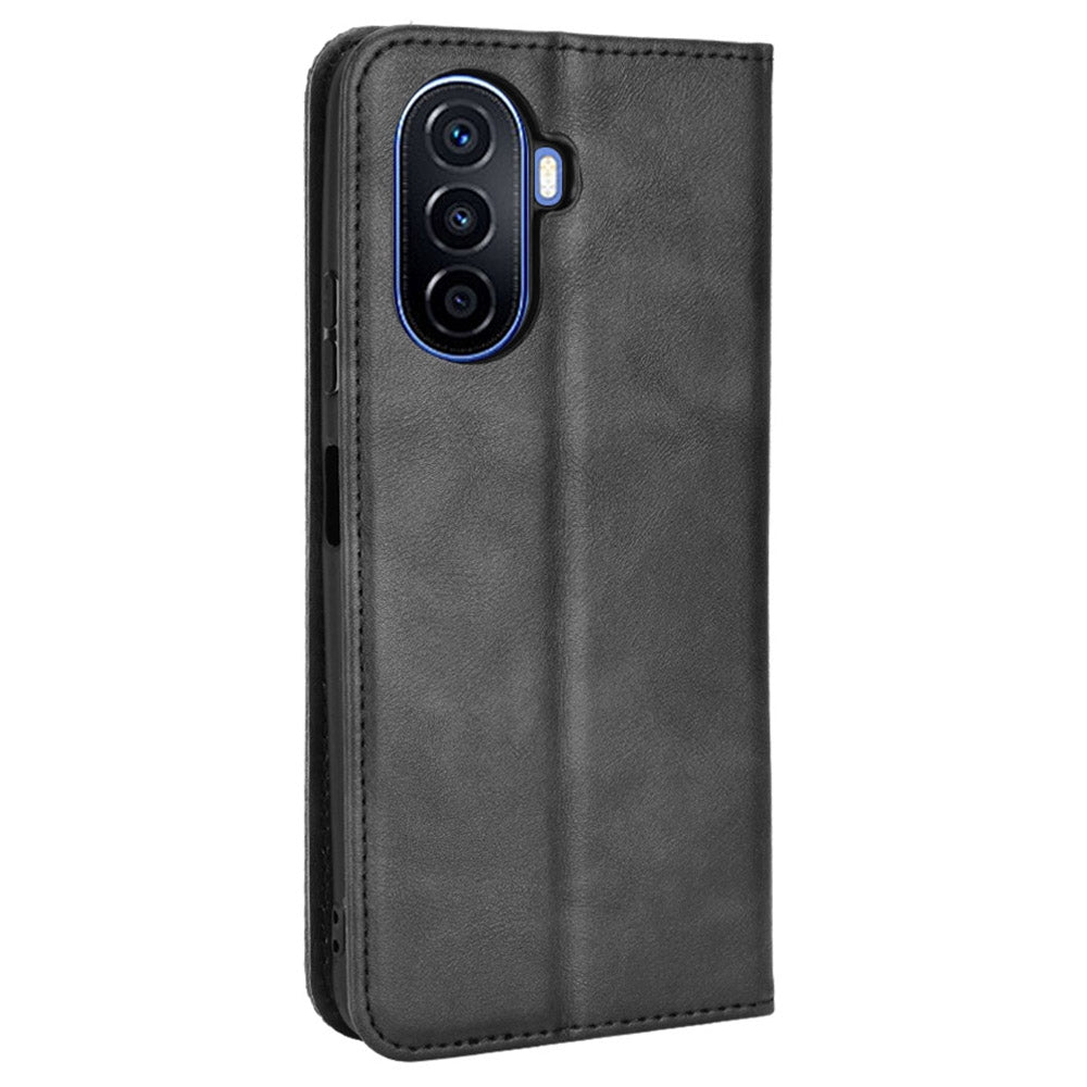 For Huawei nova Y70 4G/nova Y70 Plus 4G PU Leather Retro Texture Anti-wear Cell Phone Case Stand Wallet Shockproof Cover