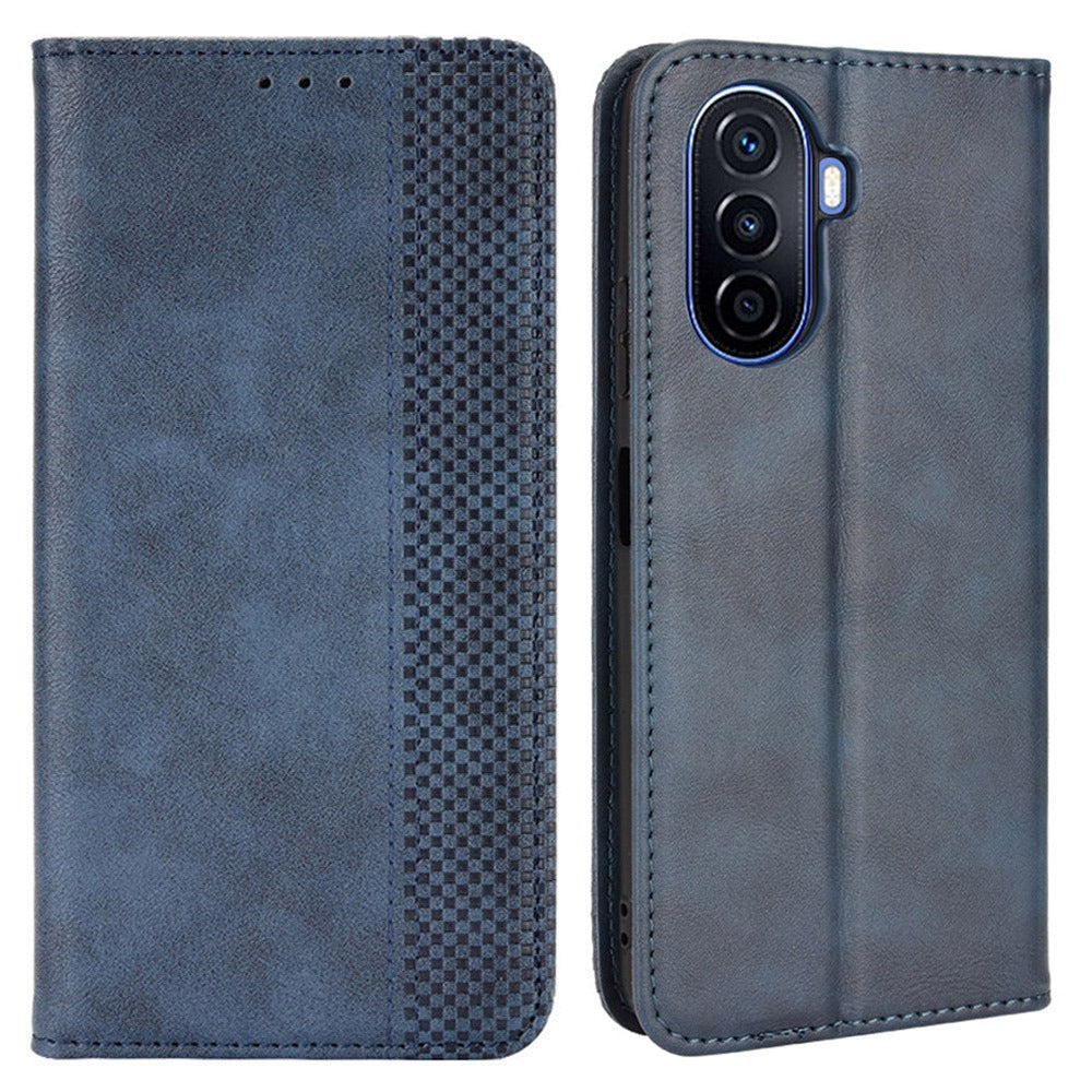 For Huawei nova Y70 4G/nova Y70 Plus 4G PU Leather Retro Texture Anti-wear Cell Phone Case Stand Wallet Shockproof Cover
