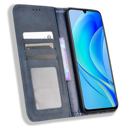 For Huawei nova Y70 4G/nova Y70 Plus 4G PU Leather Retro Texture Anti-wear Cell Phone Case Stand Wallet Shockproof Cover
