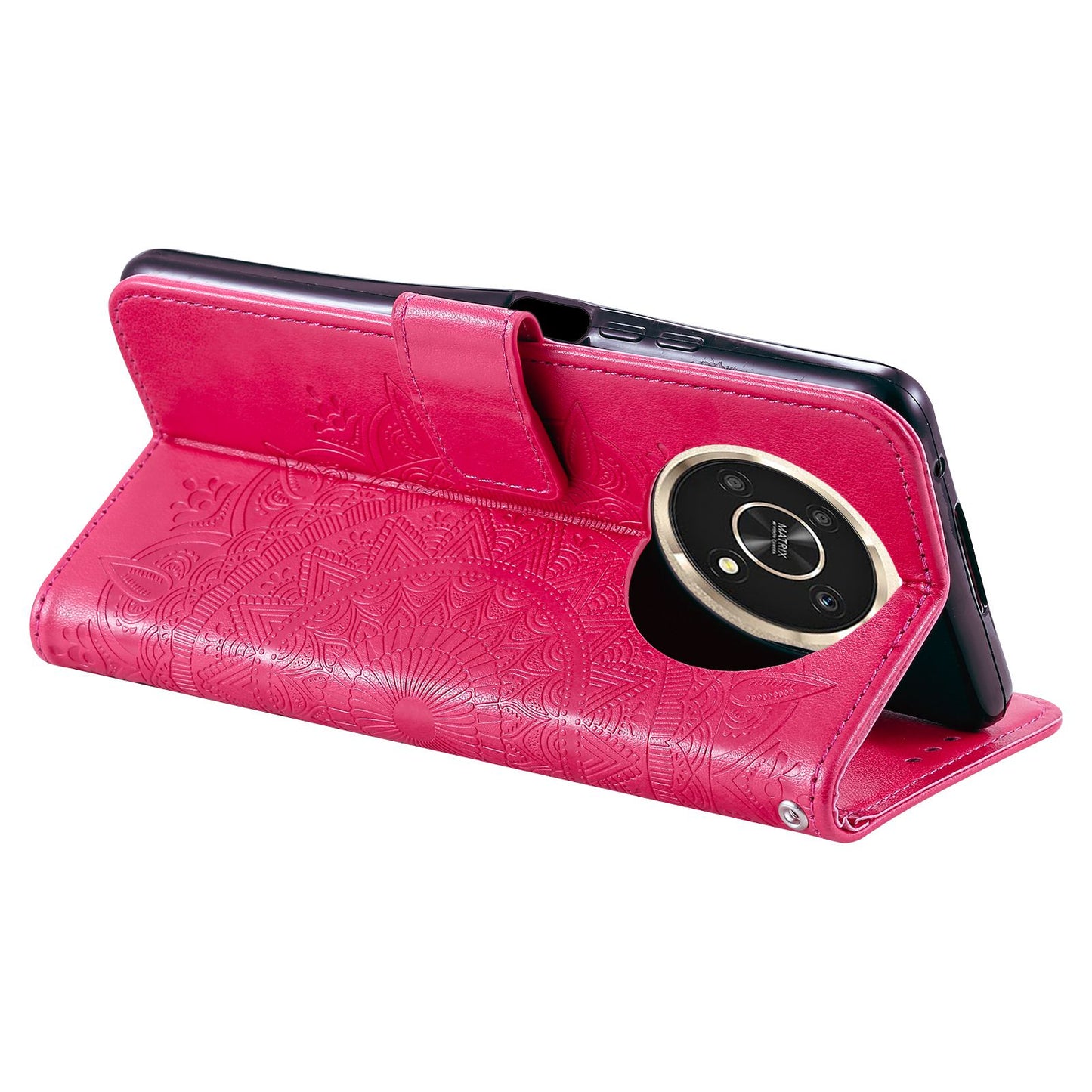 For Honor X30/X9 4G/5G Imprinted Mandala Flower Pattern Wrist Strap Wallet Case PU Leather Stand Feature Flip Cover