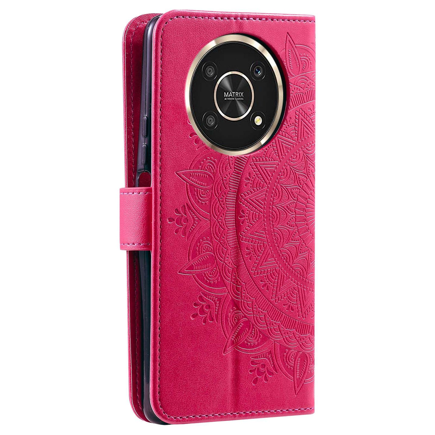 For Honor X30/X9 4G/5G Imprinted Mandala Flower Pattern Wrist Strap Wallet Case PU Leather Stand Feature Flip Cover