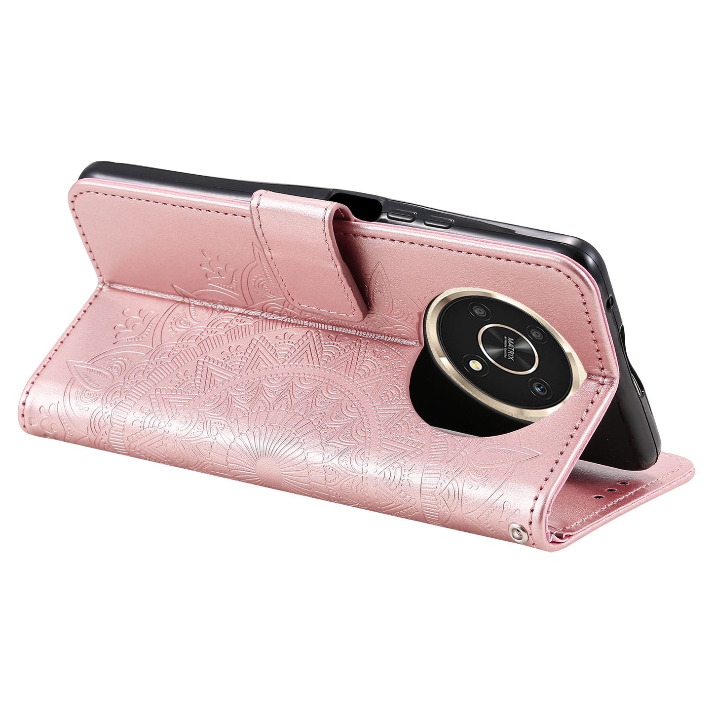 For Honor X30/X9 4G/5G Imprinted Mandala Flower Pattern Wrist Strap Wallet Case PU Leather Stand Feature Flip Cover