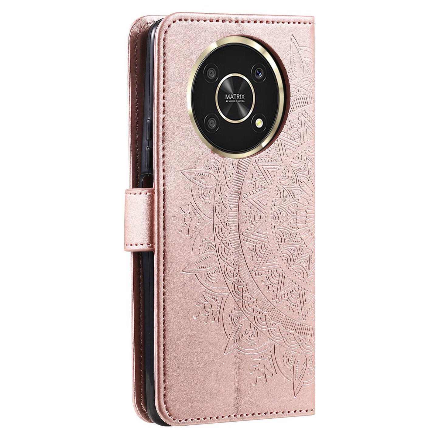 For Honor X30/X9 4G/5G Imprinted Mandala Flower Pattern Wrist Strap Wallet Case PU Leather Stand Feature Flip Cover