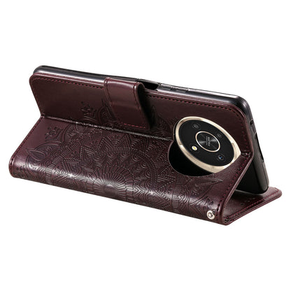 For Honor X30/X9 4G/5G Imprinted Mandala Flower Pattern Wrist Strap Wallet Case PU Leather Stand Feature Flip Cover