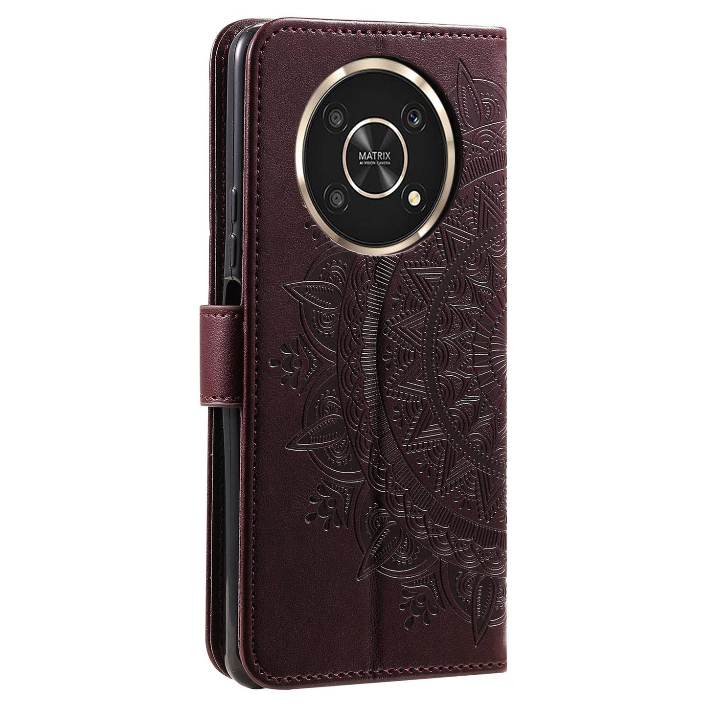 For Honor X30/X9 4G/5G Imprinted Mandala Flower Pattern Wrist Strap Wallet Case PU Leather Stand Feature Flip Cover